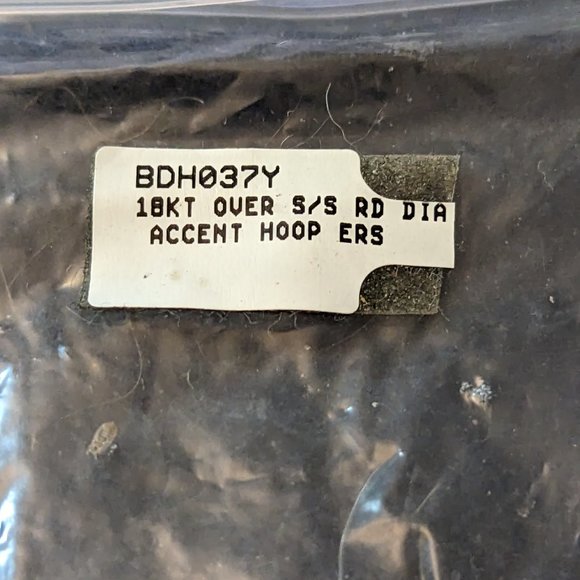 Genuine diamond accents in 18k yellow gold over sterling silver hoops - Picture 7 of 9